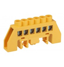 Шина  NO-224-115 PE земля в комбинированном изоляторе на DIN-рейку ШНИ-8х12-6-Д-желтый  Б0062977  ЭРА