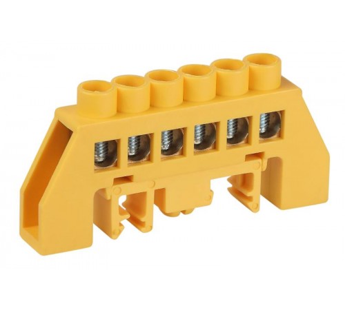 Шина  NO-224-115 PE земля в комбинированном изоляторе на DIN-рейку ШНИ-8х12-6-Д-желтый  Б0062977  ЭРА