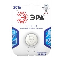 Батарейка литиевая  CR2016-1BL (40/320/35200) (часовая)   C0038446  ЭРА