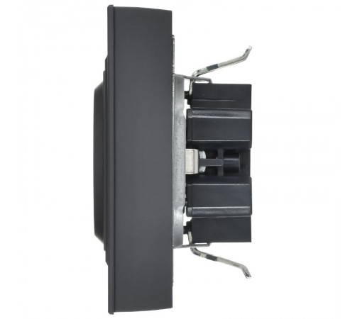 BRITE Розетка 2-местная с заземлением с защитными шторками плоская 16А в сборе РСшПл12-3-БрГ графит   BR-R28-16-K53-F  IEK