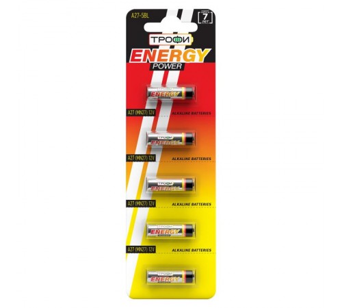 Батарейка щелочная (алкалиновая) A27-5BL (100/1000/60000) (27A)   C0034939  ТРОФИ