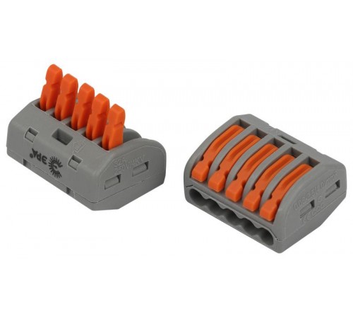 Клемма  NO-225-385 универсальная 222-415 с рычагами 5-проводная 0.08-2.5/4 мм2 (упаковка 20 шт.)  Б0067899  ЭРА