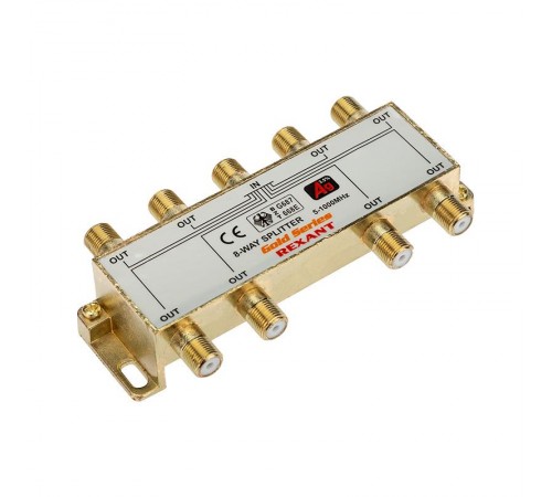 ДЕЛИТЕЛЬ  ТВ  x 8 + 9шт. F   "BOX"  5-1000 МГц  "GOLD"   05-6105-1  REXANT