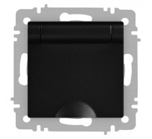 Розетка Intro Accent 6-203-05 2P+E Schuko с крышкой, 16А-250В, IP20, СУ, антрацит  Б0063747  Intro