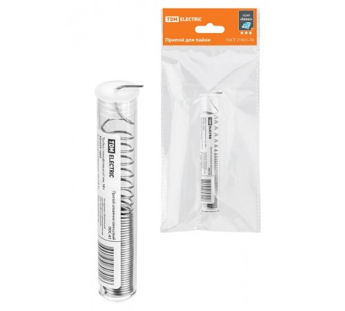 Припой ПОС 61, трубка с канифолью, ГОСТ 21931-76, 1 мм, 10 г, колба, серия "Алмаз"  SQ1025-1602  TDM