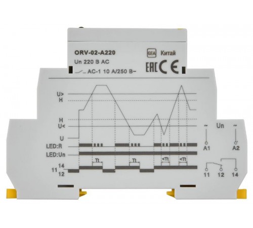 Реле повыш.напряжения ORV. 1ф 220 В AC  ORV-02-A220  IEK
