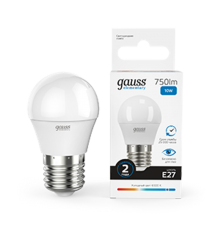 Лампа светодиодная Elementary Шар 10W 750lm 6500K Е27 LED 1/10/100  53230  Gauss