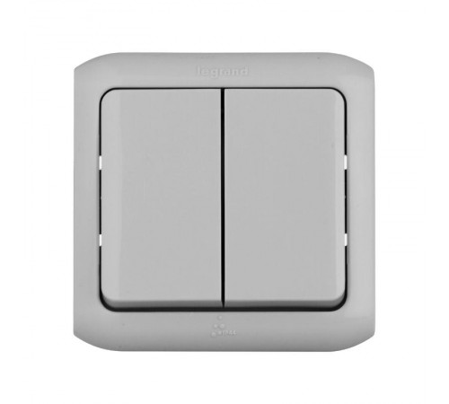 Quteo Серый Переключатель 2-клавишный IP44 10А  782331  Legrand