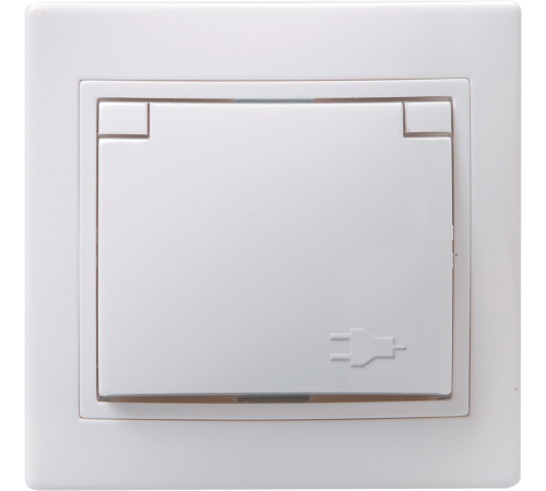 КВАРТА Белый Розетка 1-местная с заземлением с крышкой 16А РСб10-3-КБ  ERK15-K01-16-DM  GENERICA