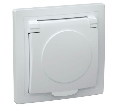 КВАРТА Белый Розетка 1-местная с заземлением с крышкой 16А РСб10-3-КБ  ERK15-K01-16-DM  GENERICA