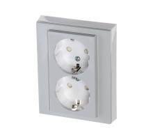 ABB Levit Серый / белый Розетка 2-ая с з/к со шторками 16А  5522H-C03457 16W  2CHH223457C6016  ABB