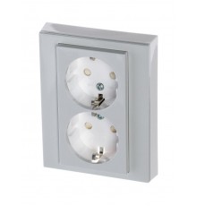 ABB Levit Серый / белый Розетка 2-ая с з/к со шторками 16А  5522H-C03457 16W  2CHH223457C6016  ABB