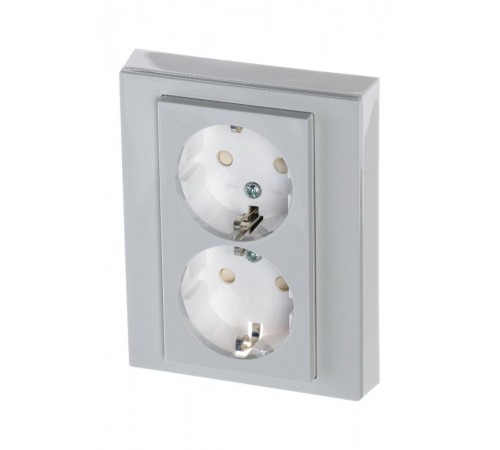 ABB Levit Серый / белый Розетка 2-ая с з/к со шторками 16А  5522H-C03457 16W  2CHH223457C6016  ABB