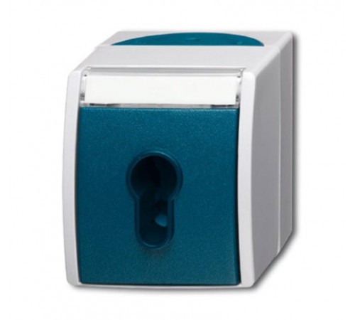 Выключатель жалюзи с ключом (для замка) 1-полюсный, IP44, серия ocean, цвет серый/сине-зелёный  1101-0-0917   2CKA001101A0917  ABB