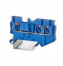 Клемма проходная, зажим push-in, 3 точки подключения, 2.5 кв.мм, синяя  VPR-2.5-TWIN-BU  DKC