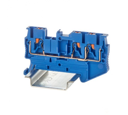 Клемма проходная, зажим push-in, 3 точки подключения, 2.5 кв.мм, синяя  VPR-2.5-TWIN-BU  DKC