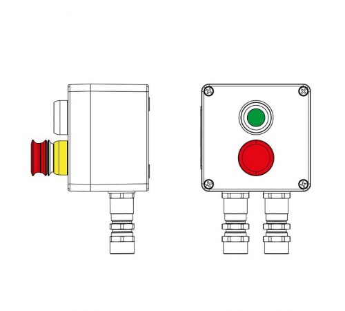 Взрывозащищенный пост управления из полиэстера CPE-P-03-(1xP1G(11)-1xP3E(11))-2xKA2MHK(C)1Ex d e IIC Т5 Gb / Ex tb IIIC T95°C DbIP66/КЗ  2231.031.22.