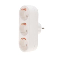 Тройник электрический линейный 16 А с заземлением белый  11-1079  REXANT