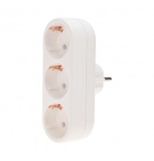 Тройник электрический линейный 16 А с заземлением белый  11-1079  REXANT