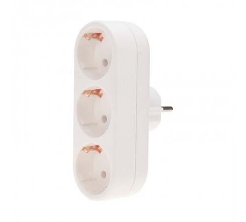 Тройник электрический линейный 16 А с заземлением белый  11-1079  REXANT
