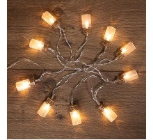 Гирлянда светодиодная Баночки 1,5 м, 10 LED, прозрачный ПВХ, цвет свечения теплый белый, 2 х АА (батарейки не в комплекте)  303-096  NEON-NIGHT