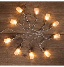 Гирлянда светодиодная Баночки 1,5 м, 10 LED, прозрачный ПВХ, цвет свечения теплый белый, 2 х АА (батарейки не в комплекте)  303-096  NEON-NIGHT