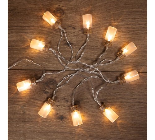 Гирлянда светодиодная Баночки 1,5 м, 10 LED, прозрачный ПВХ, цвет свечения теплый белый, 2 х АА (батарейки не в комплекте)  303-096  NEON-NIGHT