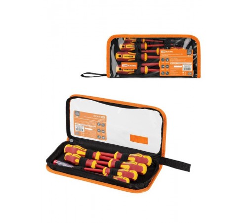 Набор диэлектрических отверток №2, тканевый пенал, 7 предметов, 1000 В, "ПрофиЭлектрик"  SQ1017-1202  TDM