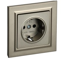 BRITE Розетка с заземлением со шторками 16А в сборе РСР14-1-0-БрШ шампань  BR-R14-16-K37-F  IEK