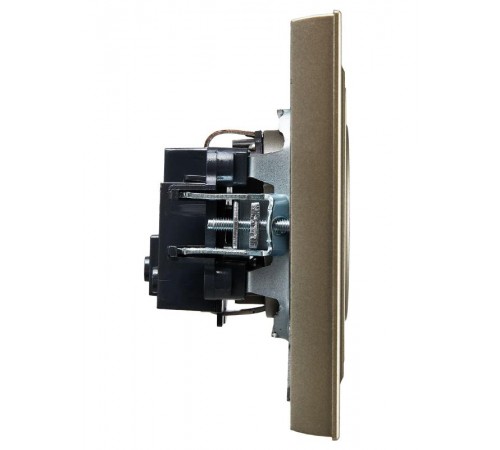 BRITE Розетка с заземлением со шторками 16А в сборе РСР14-1-0-БрШ шампань  BR-R14-16-K37-F  IEK