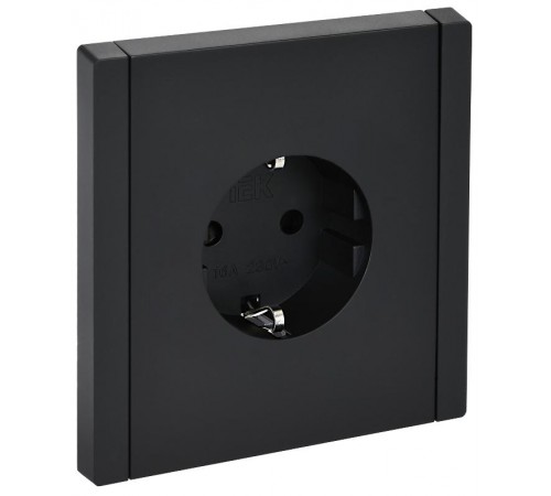 FORTE&PIANO Розетка с заземлением со шторками в/к 16А FP115 черный  FP-R14-16-K02  IEK