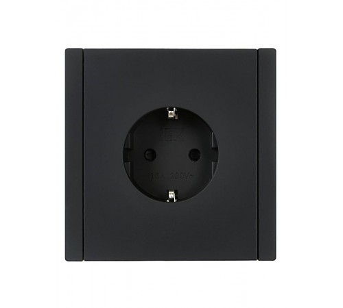 FORTE&PIANO Розетка с заземлением со шторками в/к 16А FP115 черный  FP-R14-16-K02  IEK