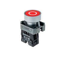 Кнопка плоская с маркировкой, красная, знак "О", 1NC,мет. MTB2-BAZ12432  58168  ОВЕН