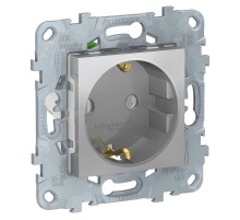 Unica New Алюминий Розетка с/з, без шторок, с быстрозажимными клеммами  NU505630  Schneider Electric