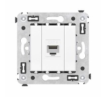 Компьютерная розетка RJ-45 без шторки в стену, кат.6 одинарная, "Avanti", "Белое облако"  4400693  DKC