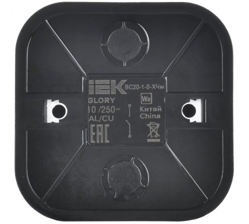 GLORY Выключатель 1-клавишный о/у 10А ВС20-1-0-ХЧм черный матовый  EVH10-K02M-10  IEK