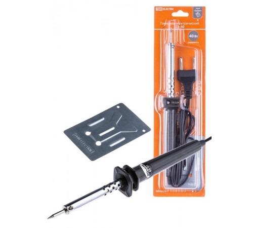 Паяльник электрический ПЭ-40  с жалом типа "конус", в комплекте подставка, 40 Вт, "Гранит"  SQ1025-0201  TDM
