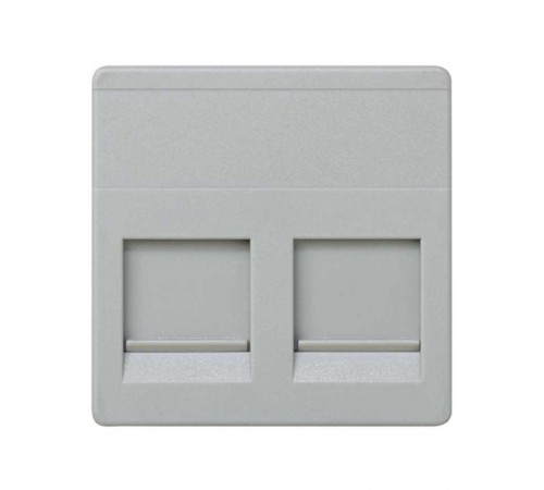 Simon 27 Адаптер со шторками на 2 коннектора AMP (UTP, FTP, RJ12), широкий модуль, S27, серый  27486-37  Simon