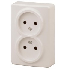 Розетка 11-2202-02  2х2P, 16АХ-250В, ОУ, Эксперт, Слоновая кость (18/180/2880) Б0020683  ЭРА