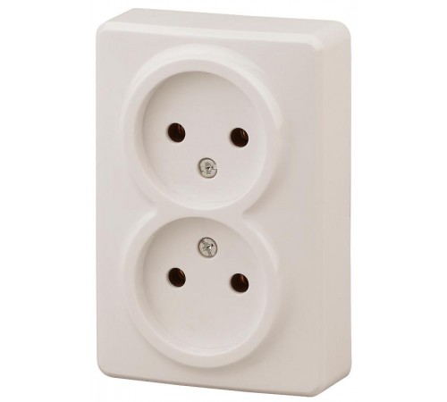 Розетка 11-2202-02  2х2P, 16АХ-250В, ОУ, Эксперт, Слоновая кость (18/180/2880) Б0020683  ЭРА