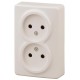 Розетка 11-2202-02  2х2P, 16АХ-250В, ОУ, Эксперт, Слоновая кость (18/180/2880) Б0020683  ЭРА