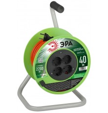 Удлинитель силовой  RP-4-2x1.0-40m на пластиковой катушке без заземления 4 розетки 40м ПВС 2х1мм2   Б0059783  ЭРА