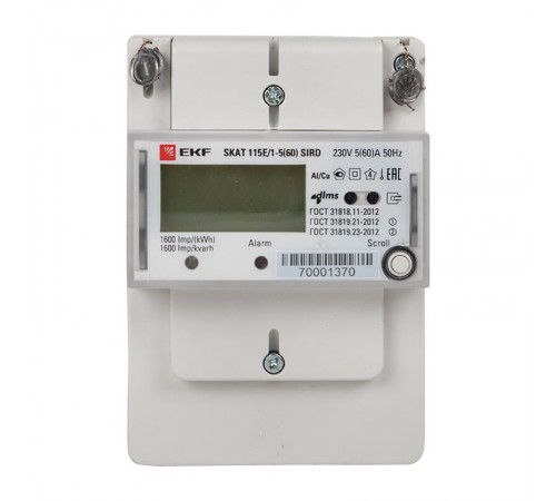 Счетчик электрической энергии однофазный многотарифный SKAT 115E/1-5(60) SIRD PROxima  11501R  EKF