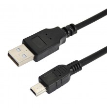 Кабель mini USB (male) штекер - USB-A (male) штекер, длина 0,2 метра, черный (PE пакет)  18-1131-2  REXANT
