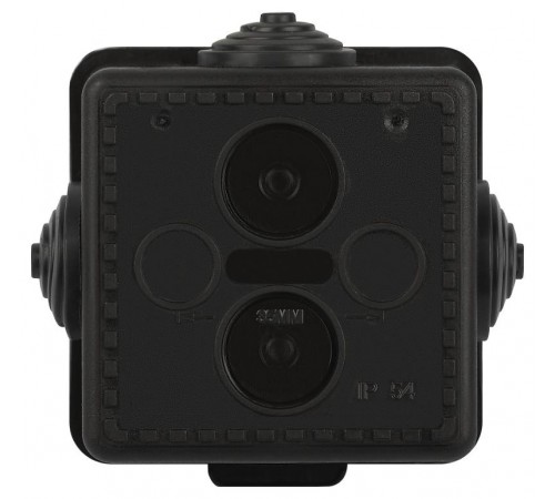 Распаячная коробка  KOR-65-65-50-4g-B открытой установки КОР 65х65х50мм черная с гермовводами 4 входа IP54 KOR-65-65-50-4g-B  Б0061797  ЭРА