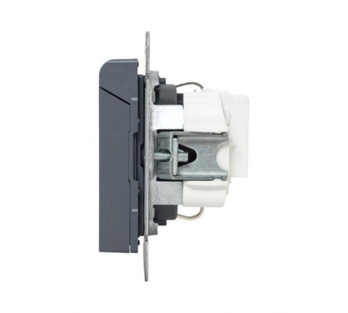 Механизм розетки, 16А, IP44, с заземлением, со шторками, c крышкой, графит Эпика  UP1-SOG-111-44 EKF