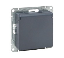 Механизм розетки, 16А, IP44, с заземлением, со шторками, c крышкой, графит Эпика  UP1-SOG-111-44 EKF
