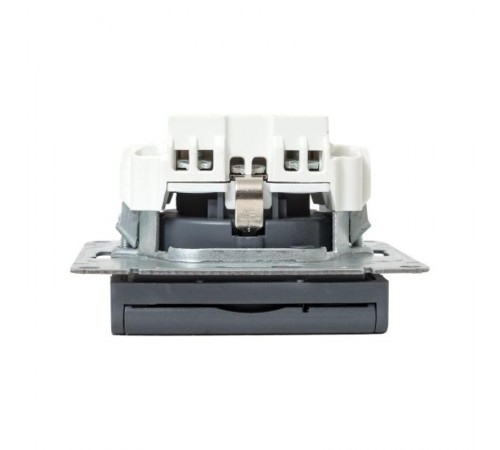 Механизм розетки, 16А, IP44, с заземлением, со шторками, c крышкой, графит Эпика  UP1-SOG-111-44 EKF