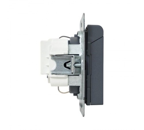 Механизм розетки, 16А, IP44, с заземлением, со шторками, c крышкой, графит Эпика  UP1-SOG-111-44 EKF