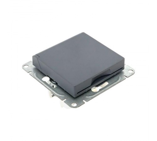 Механизм розетки, 16А, IP44, с заземлением, со шторками, c крышкой, графит Эпика  UP1-SOG-111-44 EKF